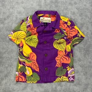 Pataloha Patagonia purple hawaiian tropical button up floral shirt baby size 2T